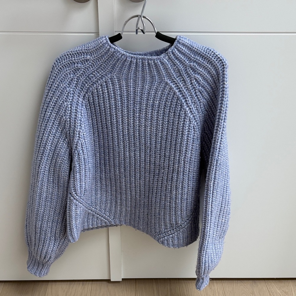 OAK + FORT Soft Blue Textured Knit Sweater
